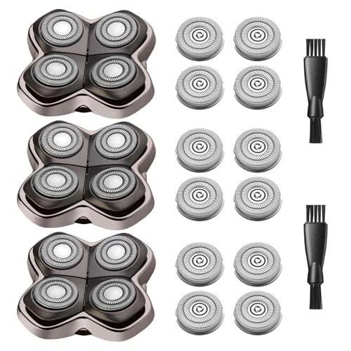 Pitbull Gold Replacement Blades for Pitbull Shaver Replacement Blade, 3+12 Set for Head Shavers for Bald Men Gold PRO GX5, Silver PRO SX5, Japanese Stainless Steel, 2 Cleaning Brush