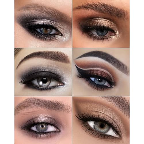 Black Smoky Eye Shadow Palette 8Color Dark Grey Smokey Eyeshadow for Goth Makeup Black Silver White Gray Shade for Halloween (BlackS)