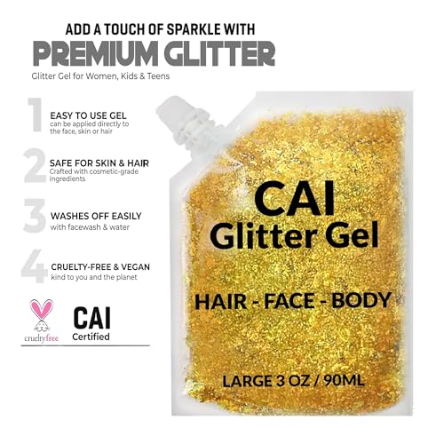 Face, Body & Hair Glitter Gel ? Halloween Glitter for Kids and Women ? 3 Oz Cosmetic-Grade Gel w/Moon & Stars for Festivals & Halloween Party, Easy Apply & Wash Off - Rose 1Pack
