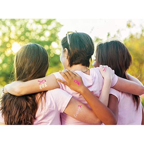 192PCS Breast Cancer Awareness Pink Ribbon Tattoos - Walk/Football Team/Run/Fundraising Giveaways Favors