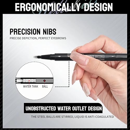 NinjaTiger Eyebrow Pencil Brow Pen - 2-Pack 2-IN-1 Dual-Ended Eye Brow Pencils 2-Fork-Tip Microblading Eyebrow Pen for Women Waterproof Eyebrow Pen with Brow Brushes Dark Brown £¦ Black Brown