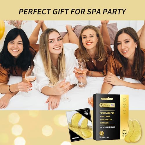 Ceedoo Under Eye Patches - 24 Pairs Gold Under Eye Mask for Puffy Eyes, Dark Circles, Eye Bags, Wrinkles, Collagen Hyaluronic Acid Eye Gel Pads with Rejuvenating Treatment, Refresh Your Skin