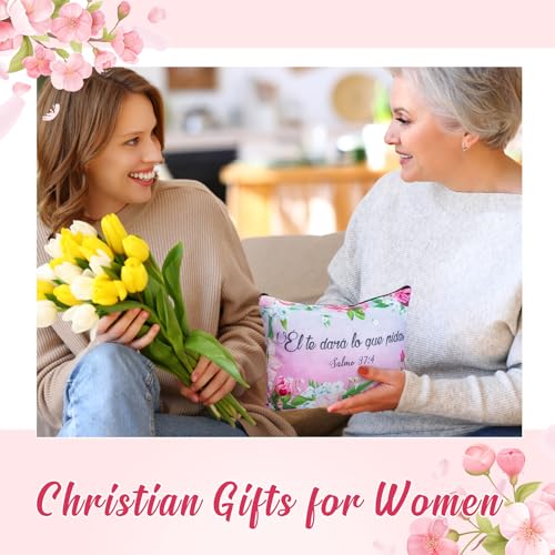 Kacctyen Spanish Christian Cosmetic Bags Bulk Mother's Day Church Gifts Spanish Christian Gifts for Women Bible Verse Pencil Pouch Makeup Bag Regalos Religiosos Para Mujer(24 Pcs,Classic Style)