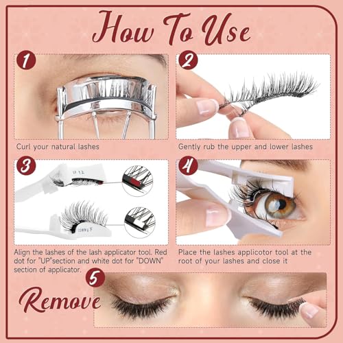 Magnetic Lashes,Magnetic Eyelashes with Applicator Reusable Magnet Eyelashes without Eyeliner Natural Look No Glue (Natural+Iris)