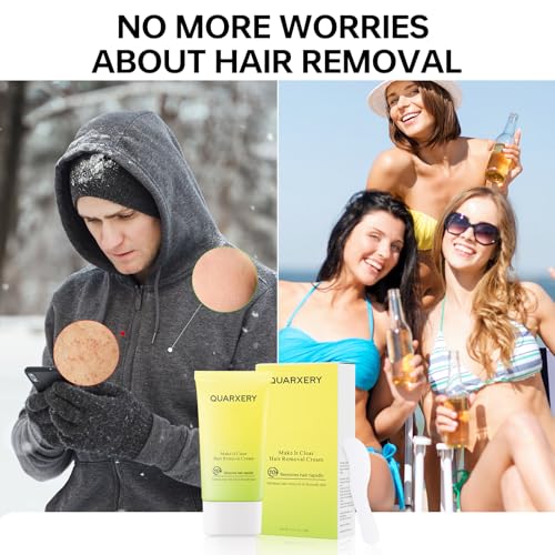 QUARXERY Body Hair Removal Cream For Women & Men, 5-10 Mins Painless Depilatory Cream For Sensitive Skin With Soothing Aloe Vera & Avocado Extract, Moisturizing & Smooth, for Underarms, Legs, Arms