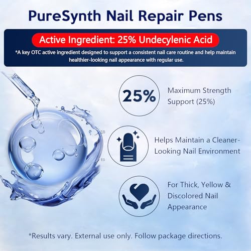 Extra Strength Nail Fungus Repair Pen (OTC Maximum Strength), 25% Undecylenic Acid + Aloe & Vitamin E, For Thick Yellow Discolored Nails,24mL (0.41 fl oz) Total, 8-Pack, Designed in USA