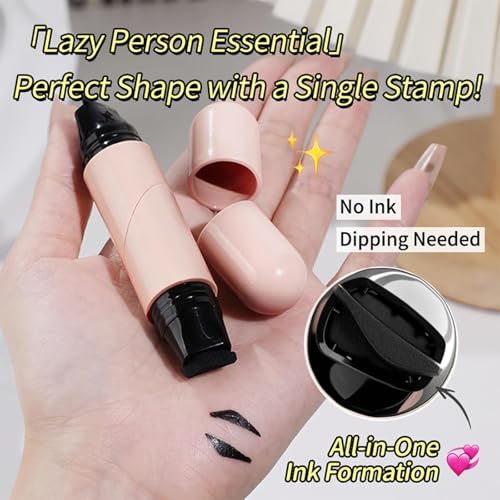 Rotating Eyeliner Stamp Pen,Foldable Winged Eyeliner Stamp,Wing eyeliner stamp,Smudge Proof & Waterpoof Eye Liner,Easy Eye Stencil Makeup Tool (2PCS-Black)