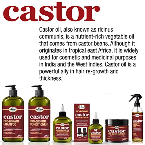 Difeel Castor Pro-Growth Shampoo 33.8 oz. - Made with Natural Castor Oil for Hair Growth, Sulfate Free Shampoo
