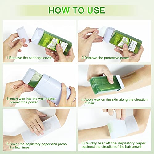 Liddy Dance Hair Removal Wax, Wax Refill, Soft Wax Roller Cartridge for Roll on Waxing Kit, Aloe Depilatory Rolling Wax for Sensitive Skin, 4 Pack (14.1 OZ)
