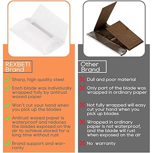 REXBETI 1400PCS Single Edge Razor Blades, Industrial Razor Blades for Scraper, Suitable for Removing Labels, Decals, Stickers and Old Paint