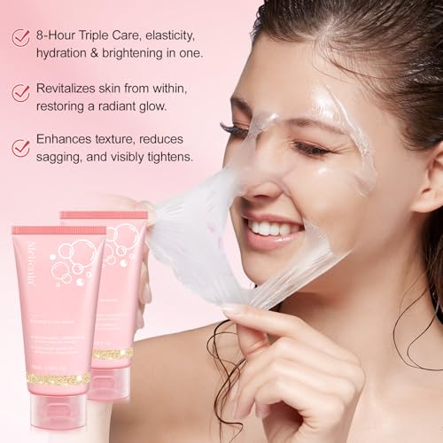 Collagen Night Wrapping Mask, Collagen Overnight Wrapping Peel Off Facial Mask, Reduces Sagging, Elasticity & Hydration Care, Repairing and Anti-Aging Skin Treatment, 2.53 fl.oz (2pcs)