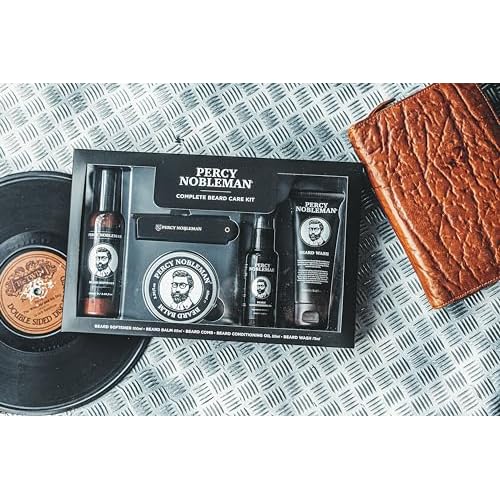 Percy Nobleman Complete Beard Care Kit ? Beard Grooming Gift Set with Beard Softener, Scented Beard Oil, Beard Balm, Beard Wash and Folding Acetate Comb for Softening, Hydration & Styling