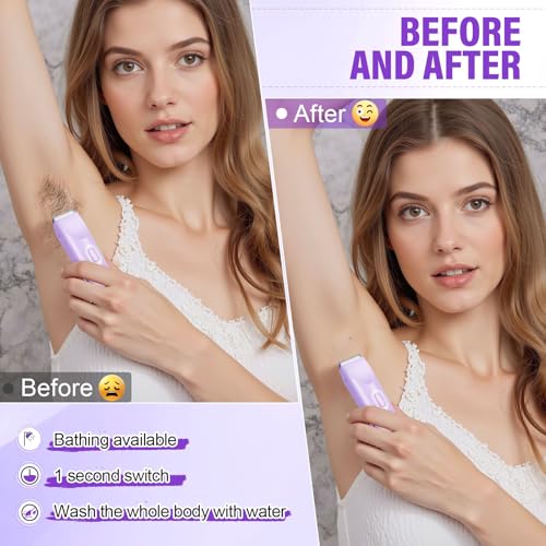 Women's Bikini Trimmer, 2-in-1 Electric Shaver for Bikini Line, Legs, Underarms, Face - Waterproof Women's Electric Shaver for Sensitive Skin, USB Rechargeable