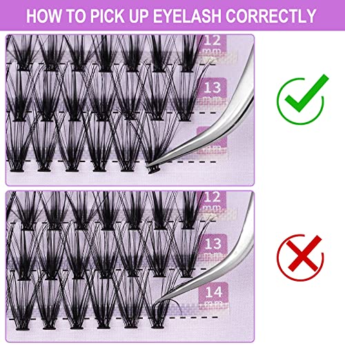 KISSXIAOYA Cluster Eyelashes Extensions, 240pcs 40D 0.07D Curl Soft Individual Lashes Natural False Eyelashes Cluster DIY Eyelash Extension (240pcs, 15mm)