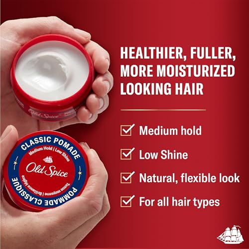 Old Spice Hair Pomade for Men,Medium Hold,Low Shine,Men's Hair Styling,2.22 Oz,(Pack of 2)