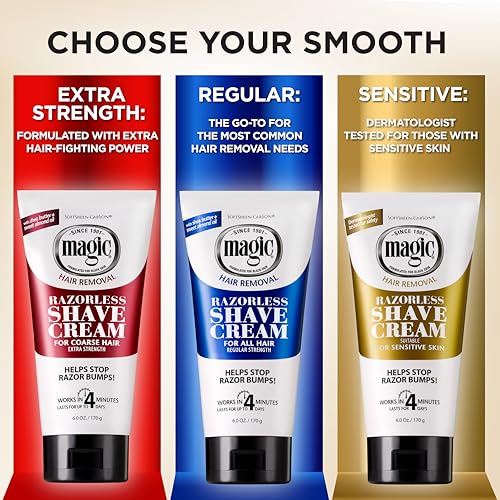 SoftSheen-Carson Magic Razorless Shaving Cream, Depilatory Hair Removal Cream for Body Hair, Regular Strength, Works in 4 Minutes, 2 Count