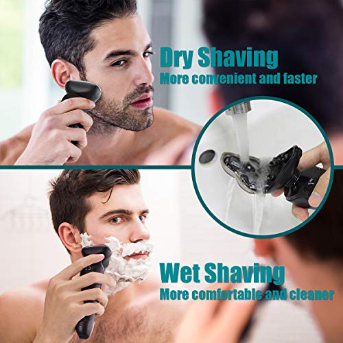 Electric Razor for Men - Rechargeable Electric Shaver for Men, Waterproof Wet Dry Cordless Razor with Nose Hair Trimmer and Sideburns Trimmer