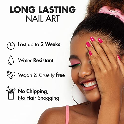 MoYou London Semi-Cured Gel Nail Strips, Nail File, & Wooden Cuticle Stick, 60 Pc. Gel Wraps for Nails Salon-Quality Manicure Set & Pedicure Supplies, Pink Collection