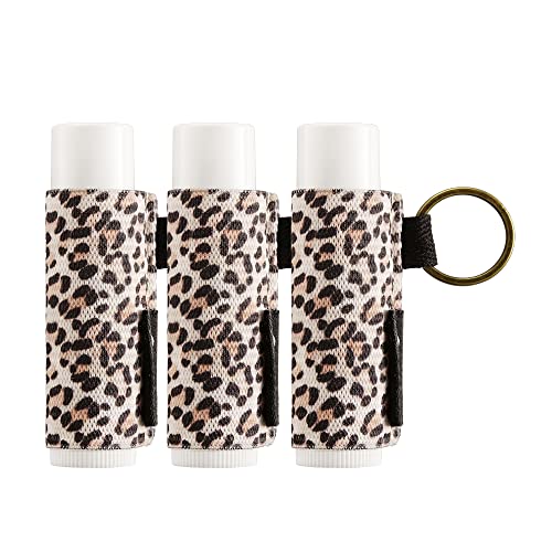 WK IEASON - Lip Balm Holder Keychain Clip On Lipstick Sleeve Lip Gloss Sleeve Holder Keychain (Leox3)