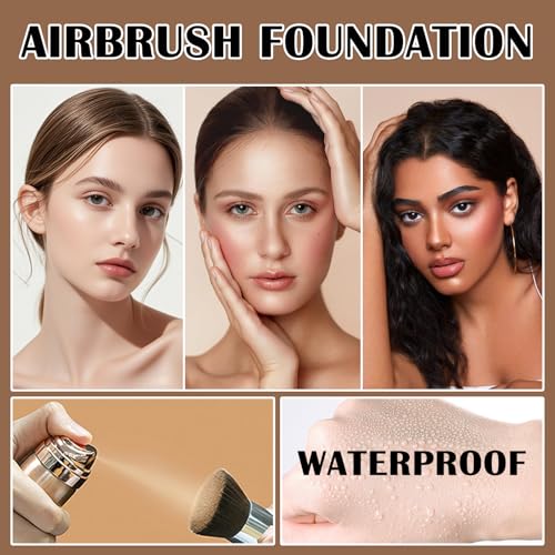 Magic Minerals Airbrush Foundation Makeup,Silk Airbrush Flawless Setting Spray,Foundation for Smooth Radiant Creamy Skin,Breathable Spray Makeup with Anti-aging Ingredients Foundation(01# Natural)