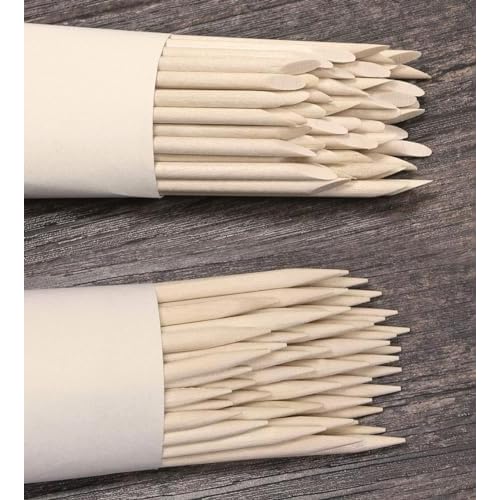 Onwon 1000 Pieces Orange Wood Sticks - Double Sided Nail Art Multi-Functional Cuticle Pusher Remover, Clean Nail Polish - 110mm Pointed End & Flat End Manicure Pedicure Tool
