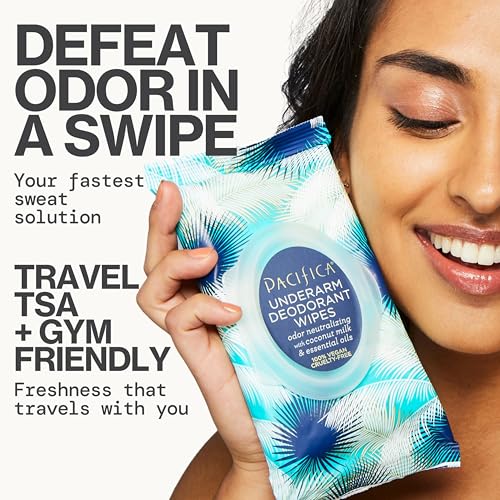Pacifica Underarm Deodorant Wipes & Makeup Remover Face Wipes Bundle ? Aluminum-Free Odor Control & Facial Cleansing Towelettes, 2-Pack (30ct Each, 60 Total) ? Vegan, Cruelty-Free Travel Essentials