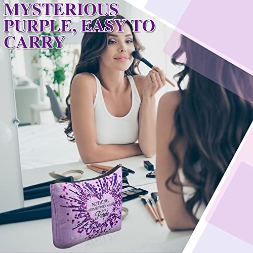 Hillban 6 Pcs Purple Makeup Bag Gifts Inspirational Purple Zipper Cosmetic Pouch Lover Gift Makeup Toiletry Bag for Women Travel Birthday