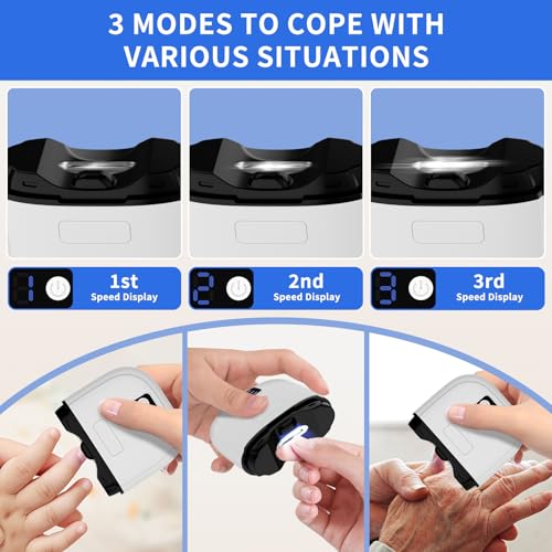 3-in-1 Electric Nail Clipper & Electric Nail File for Thick & Fragile Nails with Display, 3 Speeds, LED Light & Storage, Rechargeable Electric Nail Clippers for Seniors,Adults & Kids, Fingers & Toes