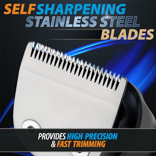 Beard Trimmer, 21 Piece Mens Grooming Kit for Beard & Mustache Trimming, Electric Shaver, Nose Hair Trimmer, Cordless Hair Clippers, Waterproof, Silver