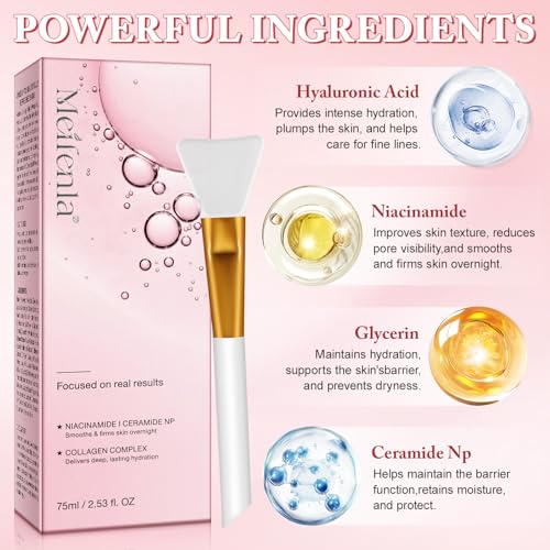 Collagen Night Wrapping Mask, Collagen Overnight Wrapping Peel Off Facial Mask, Reduces Sagging, Elasticity & Hydration Care, Repairing and Anti-Aging Skin Treatment, 2.53 fl.oz (2pcs)