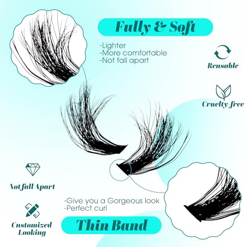 GEMERRY Lash Clusters Fluffy Eyelash Clusters Extensions 3D Effect Cluster Lashes 10-18mm Multilayered Eyelash Clusters Reusable Wispy Individual Lashes(3D-100P-10-18mm)