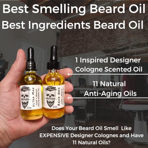 3 Bottle Sample Pack 11 Natural Anti-Aging Cologne Scented Beard Oils For All Men, Beard Growth and Conditioner | Dry Flaky Dandruff skin | Oily Skin ( Avintus, Exclusive, Tobacco Vanilla )