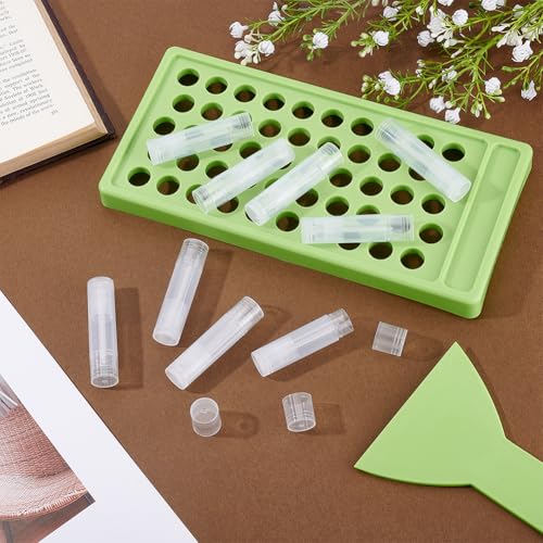 arricraft 150 Pcs Lip Balm Tubes with Filling Tray and Spatula, 8ml Empty Tubes Plastic Clear Lip Gloss Balm Containers for DIY Make Up