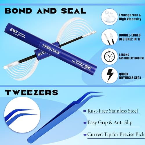 Lash Clusters Kit Wispy Natural Volume 60D+80D Cluster Eyelash Extensions D-Curl 532Pcs DIY Individual Fake Eye Lashes 8-16MM Mixed with Bond Seal Tweezers
