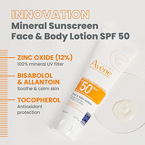 Av?ne Sheer Mineral Sunscreen Broad Spectrum SPF 50 Face and Body Lotion 4.23 Fl Oz