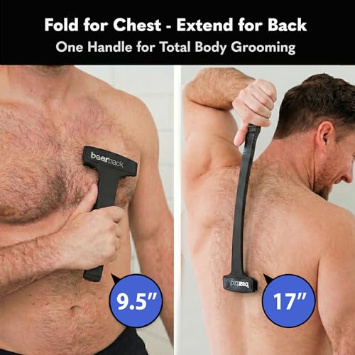 Bearback Back Shaver for Men ? DIY Razor with Pivoting Triple Blades & Folding Handle ? Wet or Dry Back & Body Hair Removal