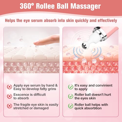 5% Caffeine Eye Serum, Eye Cream with 360¡ÆMassage Ball for Dark Circles and Puffiness, Fine Lines and Under Eye Bags, 0.5 fl.oz Under Eye Roller Cream, Efficient in Fine Lines and Under Eye Bags