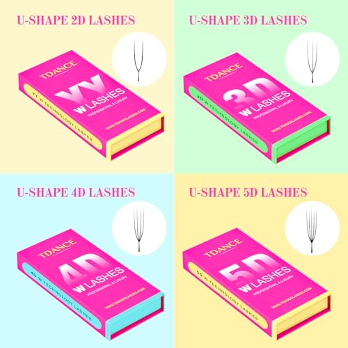 TDANCE U Lash Extensions 2D 3D 4D 5D UU Lash Fans Eyelash Extension U Shaped Natural Volume Lashes Extension Soft Matte Black Lashes(UU-5D-0.07-D,8-15mm)