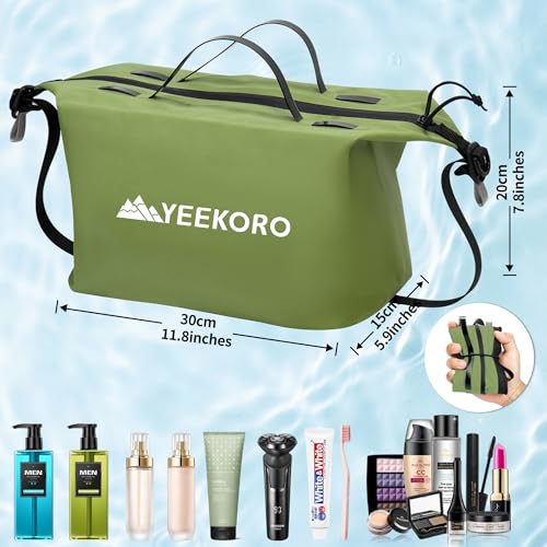 Waterproof Toiletry Bag for Travel, Zipper Styles, 40D Nylon Toiletry Organizer Bags with Shoulder Straps for Men Women, Travel Accessories£¨2 PACK,Green