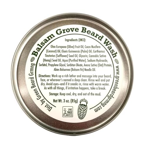 Natural Beard Wash Bar for Men ? Solid Shampoo with Olive Oil & Hempseed Oil ? Cleans, Softens, and Moisturizes ? Beard & Mustache Wash Bar 3 Ounce (Pack of 1), Balsam Grove