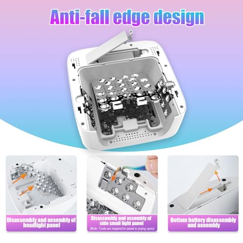 Interchangeable Light Panel & Battery - Cordless Rechargeable 72W AI UV LED Nail Lamp with Metallic Reflector & Base, Professional Salon-Grade Wireless Gel Nail Dryer Fast Curing Light (White)