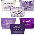 Hillban 6 Pcs Purple Makeup Bag Gifts Inspirational Purple Zipper Cosmetic Pouch Lover Gift Makeup Toiletry Bag for Women Travel Birthday