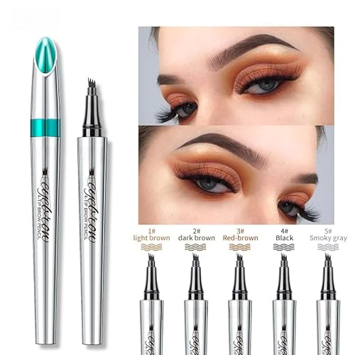 Eyebrow Pencil Eyebrow Microblading Pen - Eye Makeup Eyebrow Pen Micro 4 Point Brow Lift & Snatch Microblading Long-Lasting Waterproof Natural Eyebrow Hair (03 Red Brown)