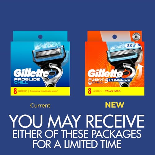 Gillette ProGlide Chill Razor Refills for Men, 8 Blade Refills, (Pack of 2)