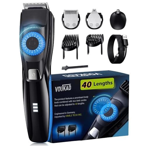 Beard Trimmer for Men, 120-Min Cordless Runtime, 0.5mm Precision Dial (40 Settings) - Constant Power Motor & IPX7 Waterproof Hair Clipper Kit with Detailer & Nose Trimmer, USB-C Quick Charge