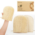 Premium Vietnamese Natural Loofah Gloves ? Exfoliating Body Scrubber Mitts with Thumb Holes, Easy Grip Design, for Men & Women, Shower & Bath (Pack of 2)