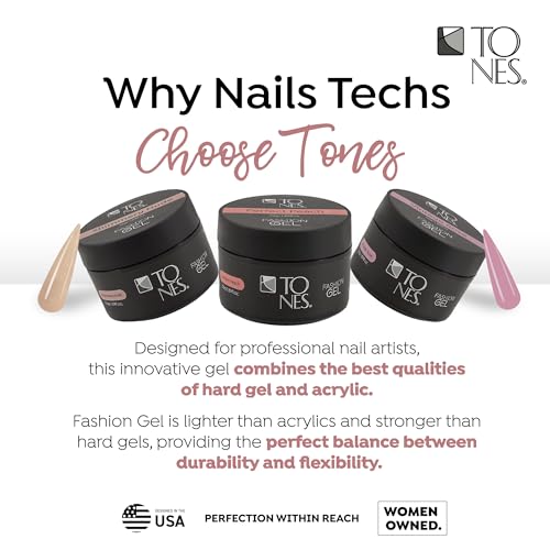 TONES Fashion Gel - Premium, Long-Lasting LED or UV Poly Nail Gel - 7-Free - Quick-Curing Nail Art and Nail Design Overlay or Nail Sculpting - (1.89 Oz, Cover Pink)