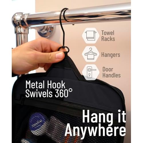 DD D&D Wanderlust D&D Hanging Travel Toiletry Bag for Men and Women ? Cosmetics, Makeup and Toiletries Organizer Kit with 10 Compartments, YKK Zippers, XXL Metal Swivel Hook, Water-Resistant Nylon