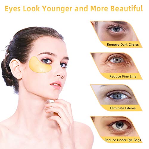 Under Eye Patches 30 Pairs- Dark Circles, Puffy Eyes Treatments?Reduce Wrinkles and Fine Lines, Hydrating and Anti-Wrinkle Effect Under-Eye Patches with Hyaluronic Acid and Collagen (24K Gold)