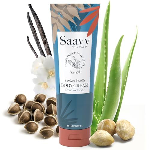 Saavy Naturals Deeply Hydrating Body Cream for Dry Skin ? Nourishing Shea Butter, Plant-Based & Sustainably Sourced ? Tahitian Vanilla ? 8.5 fl oz, 2 pack